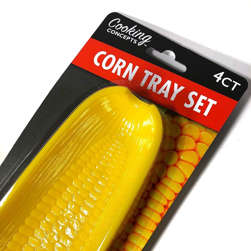 Cooking Concepts Corn on the Cob Tray Set, 4 Trays, Yellow, Plastic, Rectangular, 9.5'L x 3'W x 1.3'H - Image 2